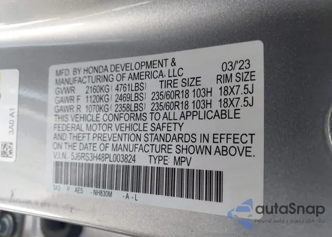 2023 Honda Cr-V Ex 2Wd z USA, uszkodzony, nr VIN 5J6RS3H48PL003824